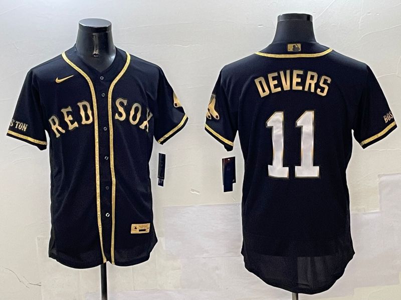 Men Boston Red Sox 11 Devers Black Gold three generations Elite 2025 Nike MLB Jersey style 6
